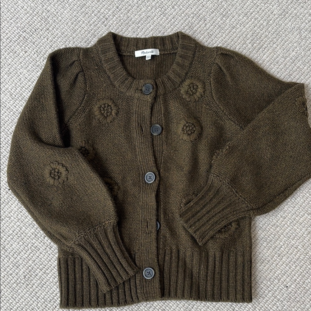 Madewell Olive Green Button-Up Cardigan, XXS